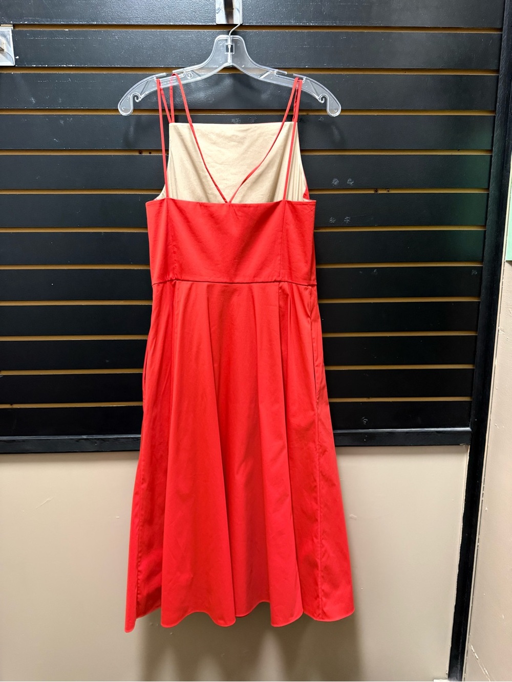 Theory Square Neck Dress Good Cotton Red Size 6 - Picture 6 of 6